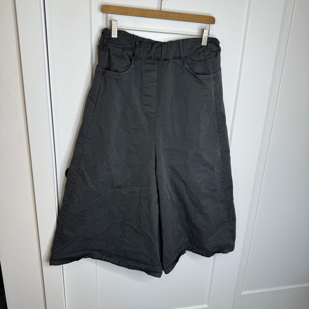 Gray Wide Leg High-Waisted Pants with Paper-Bag Waist